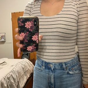 Madewell oatmeal striped bodysuit